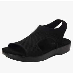 Alegria Traq Qeen Black Mesh Open-Toe Sandals, Euro 39, US 9, Supportive
